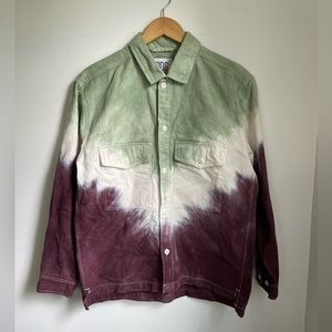 BDG Urban Outfitters oversized green/purple tie-dye denim shirt jacket, size M